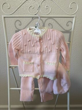 Piper & Posie pink knit cardigan and leggings set